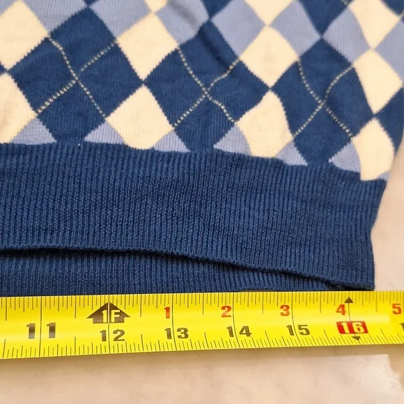Brooks Brothers 100% Saxxon Wool Argyle Preppy Vest Golf Old Money Sz XL Blue - Picture 7 of 7